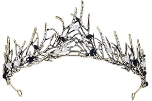 HPMAISON Corona di cristallo per ragazze Fascia da principessa elfo da donna nera Festa di compleanno del ballo di fine anno Pageant Festival dei gioielli del regalo di Natale