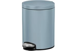 EKO Eva kosz łazienkowy z pedałem – kosz na śmieci z pokrywą z miękkim zamykaniem, idealny do łazienki, sypialni i domu, tytanowy niebieski (5 litrów)