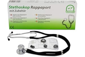 MEDI-INN+ Rappaport Dual Stetoscopio Testa con Accessori di Medi-Inn Colore: Nero PZN 04459008