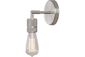 Phansthy Retro Wall Light, E27 Socket Copper Finish Hallway Wall Mount Lamp, Industrial Indoor Sconce Suitable for Kitchen Bedroom Bar Loft Lighting (Brushed Steel)