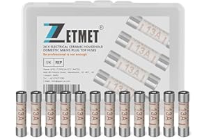 ZETMET 28 x 13Amp Fuses BS1362 Electrical Ceramic Household Domestic Mains Plug Top Fuses