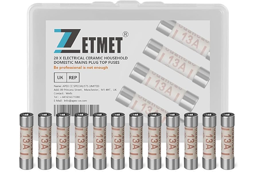 28 x 13Amp Fuses BS1362 Electrical Ceramic Household Domestic Mains Plug Top Fuses