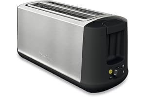 Moulinex Grille-pain 2 fentes longues, Largeur variable, 7 niveaux de dorage, Fonction Arrêt, Mode éco, Décongélation, Réchauffage, Tiroir ramasse-miettes, Subito Select Inox, LS342D10