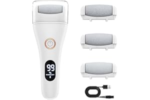 ‎AOMEES Hornhautentferner Elektrisch Einstellbare Geschwindigkeit, AOMEES Elektrischer Hornhautentferner mit 3 Wechselrollen, IPX7Wasserdicht, LED-Licht & Anzeig, Fußpflege Pediküre Set für Hornhautentfernung