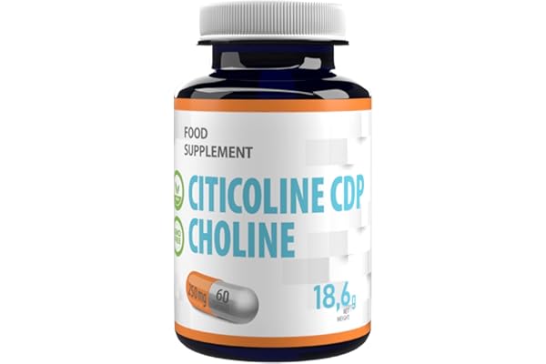 Citicoline CDP Choline 250mg 60 Capsules végétaliennes, haute puissance, sans agent de remplissage ou de charge, sans OGM