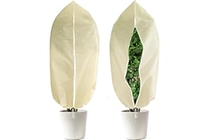 LCGOD Funda para Árboles 80x120cm/2 Piezas, Cubierta de Invierno con Cremallera y Cordón, Protector Antiheladas Reutilizable 80gsm para árboles Frutales Jóvenes, Palmeras Pequeñas, Figueras
