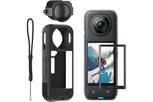 YEHOLDING 4-in-1-Zubehör-Kit kompatibel mit Insta 360 X5 mit Silikon Kamera Case Cover und Objektivdeckel, kratzfester Schutzfolie (schwarz) für insta360 X5 Zubehör