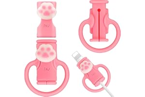 SAISN Silicone Charger Protector, Cute White Cat Claws 2 in 1 Flexible Cable Protectors for Cords, Anti-Break Charging Cable Cord Saver Winder