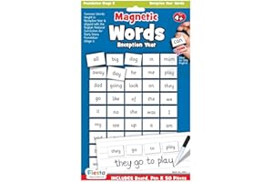 FIESTA CRAFTS LTD Magnetic Words for Reception Year by Fiesta Crafts - First 50 Words in Reception Year - Includes Magnetic Board for Copying Letters Writing & to Use The Words - Educational Learning Resource. Age 4+