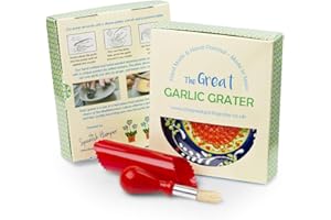 THE GREAT GARLIC GRATER Garlic Grater Plate Set with Brush and Peeler. (#Ref 4) Handmade and Hand Painted in Cordoba, Spain. Blue with Green and Orange Circle. Wild Flowers.