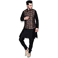 Ethluxis® Men's Silk Blend Kurta Churidar Pyjama with Ethnic Bundi Jacket Set