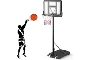 LISCHWERT Outdoor Basketball Hoop, Portable 10ft Basketball Hoop Net Set with 110x75cm Backboard Professional Basketball Stand with Wheels for Adults and Children Backyard Indoor, Adjustable High128CM-305CM