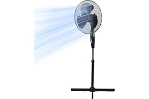 Yesuitme Pedestal Fan, 16 inch Cooling Fans Standing Fan with 3 Speed Setting Adjustable Height Tilt Angle for Living Room Bedroom Home FS40-3 (Black)