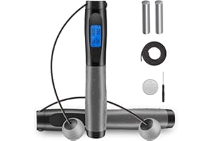 AMLGG Skipping Rope, Speed Rope for Fitness, Skipping Rope with Weights with Calorie Counter, Improved Chip and TPE Slip Handles for Training, Boxing, Rope Skipping for Fitness Women, Men
