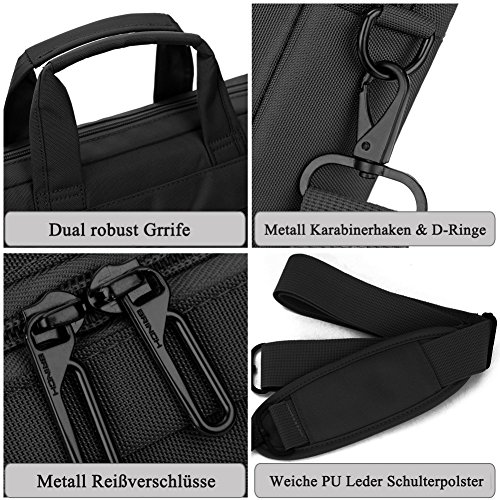 BRINCH 15,6 Zoll Oxford Gewebe Laptoptasche Messenger Bag Umhängetasche Schulterhülle Aktentasche Henkeltasche für 15 – 15,6 Zoll Laptop/ Notebook/ MacBook/ Chromebook Computer mit Schulterriemen und Griffe,Schwarz - 7