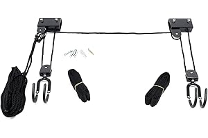 WilTec Système Levage Universel Canoë 45kg Palan Poulie Treuil Suspension Murale Fixation Plafond Ascenseur