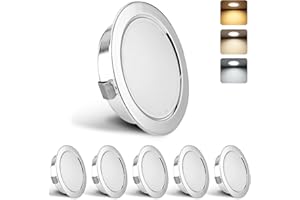 ‎YINDALUX YindaLux 6er Set LED Einbaustrahler 230V 3W 3000K Warmweiß 4000K Neutralweiß 6000K Kaltweiß, LED Spot Ultra Flach 300LM Bohrloch 55-58mm und 15mm Flache, IP44 Möbeleinbauleuchte Einbauspots, Chrom