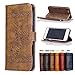 Produktbild iPhone 7 Leder Hülle,Handy Hülle Tasche iPhone 7,Ledertasche für iPhone 7,Leweiany Handytasche iPhone 7 Schutzhülle aus Echt-Leder Retro Blumen Prägung Hülle im Ständer Bookstyle Wallet Tasche Flip Brieftasche Etui Schale mit Kartenfach, Magnet und Praktischer Standfunktion Luxus Tasche für Apple iPhone 7 4.7 Zoll - Premium Hülle in Braun