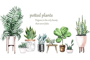 BUER HOMIE BuerHomie Adesivi da Paretepiante Verdi In Vaso, Adesivi e Rimuovibili, Semplici da Usare per le Decorazioni Fai-da-te Su Muri/Mobili