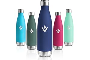 MOTSWEDI Trinkflasche Edelstahl, 500ml BPA-frei, Trinkflasche Kinder, 304 Edelstahl, Isolierflasche, Thermosflasche, Doppelwandig Vakuumisoliert, Wasserflasche auslaufsicher für Reisen, Joggen, Dunkelblau