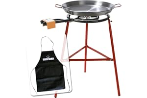 Bricolemar Poêle à paella 40 cm à gaz Garcima + kit de base (support renforcé Kabra + poêle à paella 46 cm + tablier économique en cadeau)
