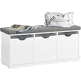 SoBuy® FSR23-W Banc de Rangement avec Coussin rembourré et 3 Cubes, Meuble d'Entrée Commode à