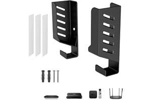 GIONAR Universal Wall Mount, Router Shelf, Router Wall Mount, for Routers, TV Box, Network Switches, Modems, Laptop, Books, Compatible with TP-Link, Mi Box, Apple TV, Sky Q, and More, Black