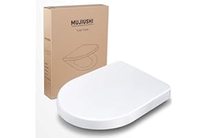 Soft Close Toilet Seat, MUJIUSHI Toilet Seats with Quick Release, Simple Top Fixing, Sturdy Anti-Bacterial Toilet Seats with Stainless Adjustable Stainless Hinges, D/U Shape White Toilet Lid Loo Seat