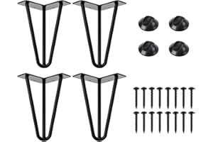 ONTHIS 4 Pcs Hairpin Table Legs 12mm Steel Table Legs Heavy Duty 3 Wire Rod Hairpin Metal Table Legs With Screws for DIY Furniture Legs, Coffee Table Legs, Bench Legs, Chair Legs (40cm/16inch)