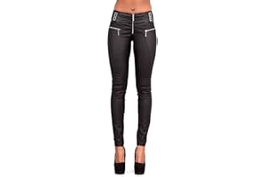 Lusty Chic Mujeres PU Leggins Cuero Brillante Pantalón Elásticos Pantalones para Mujer