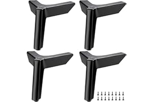 LONGZG 4 czarne nóżki meblowe 12 cm, do samodzielnego montażu, wymienne nóżki do szafy, obciążenie do 800 kg, nadają się do nóg sof, łóżek, stolików kawowych, kredensów i innych mebli.