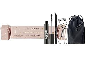 Wunderbrow Signature Eye Trio Christmas Cracker, Beauty Gift Set, Includes Mascara, Black Eyeliner and an Eyelash Curler