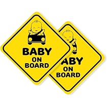Adesivi BABY ON BOARD Rosa Per Auto - 2 Pezzi, 10x10 Cm, In Vinile Impermeabile E Anti UV, Made In Italy