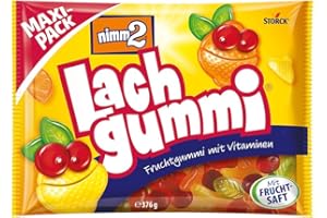 ‎NIMM2 LACHGUMMI nimm2 Lachgummi – 1 x 376 g Maxi Pack – Fruchtgummi mit Fruchtsaft und Vitaminen – Süßigkeit in sechs Geschmacksrichtungen