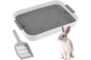 DASHUAIGE Kaninchen Toilette mit Schaufel, Hasentoilette Klein Katzentoilette Kunststoff Gitterrost Kaninchen Klo Hamster Toilette Meerschweinchen Toilette Rabbit Litter Box