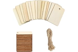 XGAGHB Etichette in Legno Grezzo,100 Pezzi Naturale Etichetta Vuota in Legno 10M per Decorazioni per Matrimoni Appendere
