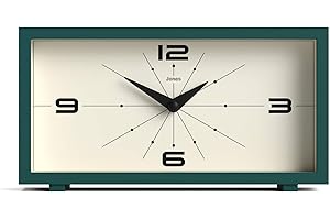 JONES CLOCKS® Odeon desk clock | Modern rectangular design | Green | Stylish retro look for shelf, table, mantel or bedside