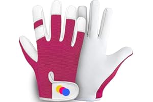 TRENDYDOT Leather Gardening Gloves - Thorn-Proof, Breathable Safety Work Gear for Women/Men (Medium, Pink)