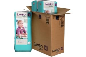 Bambo Nature Premium Eco Blöjor, Eko-märkta hållbara blöjor, förbättrat läckageskydd, säkra och bekväma babyblöjor, säkra och bekväma - Storlek 4 blöjor (7-14 kg), Maxi, 144-pack