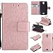 Produktbild Lonchee Huawei Y360 / Huawei Ascend Y360 Leder Wallet Tasche Brieftasche Schutzhülle , Sonnenblumen geprägten Muster Design Hochwertige PU Leder Folio Tasche Case Hülle im Bookstyle mit Standfunktion Kredit Kartenfächer (Rose Gold)