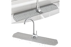 Sanrolax 1 Stück Silikon Abtropfmatte Spüle,61x14.5cm Grau Küchenspüle Spritzschutz,für Küche und Badezimmer Silikon Wasserhahn Matte