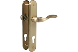 Amig - Set Maniglia per Porta - Modello Lena - Acciaio - 238 x 40 mm - Serratura a 70 mm - Quadrello da 8 mm - Colore: Ottone satinato