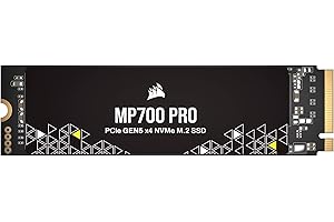 Corsair MP700 Pro 2 to M.2 PCIe Gen5 x4 NVMe 2.0 SSD - M.2 2280 - Jusqu'à 12 400 Mo/s en Lecture Séquentielle - TLC NAND Haute Densité - Noir