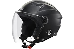 STUDDS RAY ISI Certified Open FACE Helmet for Men and Women with D - Ring Lock (Black-L)