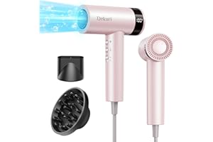 Dekuri Secador de pelo, motor de alta velocidad de 110,000 RPM para un secado rápido, 200 millones de iones, secador ligero y silencioso para mujeres y hombres, con boquilla magnética y difusor, Rosa