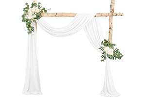 LYAFS Hochzeit Vorhang Hochzeitsbogen, Weiß Querbehang 73cmx610cm Chiffon-Stoff-Vorhang für Hochzeit, Hintergrund Deko Gardinen Vorhang für Hochzeitsbogen Zeremonie, Torbogen, Party
