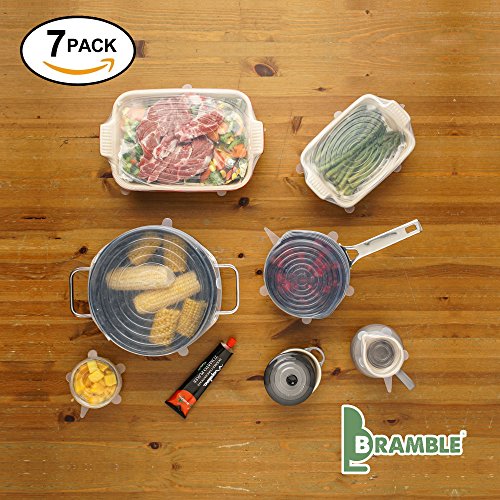 Silikon Stretch Deckel, wiederverwendbar, flexibel und um Lebensmittel frisch zu halten , geeignet für Spülmaschine, Mikrowelle und Gefrierschrank 7 teiliges Set - 2