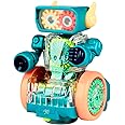 Storio Robot Rotating Gear Toy - Transparent Gear Electric Walking Robot Musical Toy for Kids, 360 Degree Rotating Bump & Go Robot Toy with Flashing Lights & Sound for Children