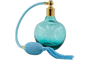 MARTINOLI Pulverizador de perfume de cristal óptico de Bohemia azul - frasco medio - Made in Italy - vintage - 6933