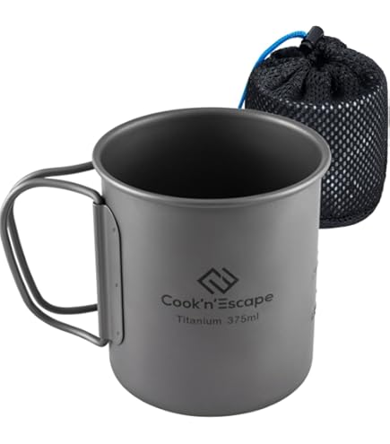 Tazza In Titanio Da Campeggio Fire-Maple 300ml - Ultra Leggera Con Maniglia Pieghevole - Per Viaggi